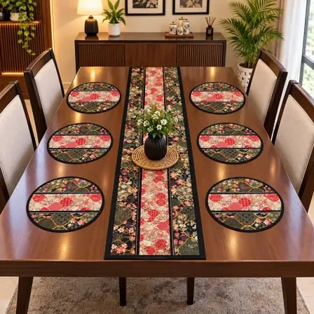 6 pcs Dining Table Mat with Runner-Set 2। চোখে পড়ার মতো কালার কম্বিনেশন