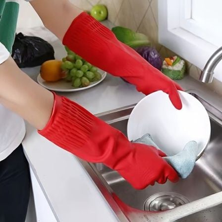 (২ পিস) Waterproof Long Hand Gloves | Rubber