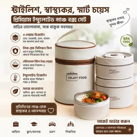 (৩ বাটি) Thermal Lunch Box। ঠান্ডা খাবার আর খেতে হবে না