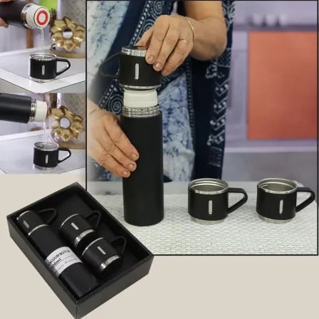 Double Layer Vacuum Flax Travel Water Bottle 500 ml – ৩