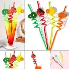Fruit Shape Straw Reusable Flexible Plastic 4 Pcs Set – ৩