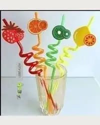 Fruit Shape Straw Reusable Flexible Plastic 4 Pcs Set – ৪