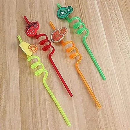 Fruit Shape Straw Reusable Flexible Plastic 4 Pcs Set – ২