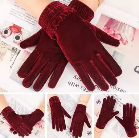 (২ জোড়া) Warm Hand Gloves | Velvet Fabric – ৫