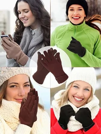 (২ জোড়া) Warm Hand Gloves | Velvet Fabric – ৪