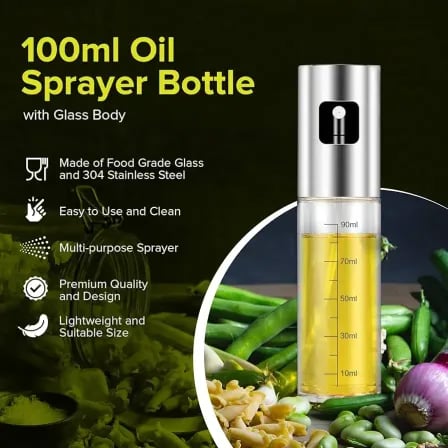 Oil Sprayer Stainless Steel Spray Bottle Pump Oil Pot 100ml – ৫