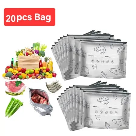 (২০পিস) Aluminum Foil Zip Lock Storage Bag।  ফ্রিজে খাবার সংরক্ষণ করুন আরও নিরাপদ ও দীর্ঘস্থায়ীভাবে! – ২