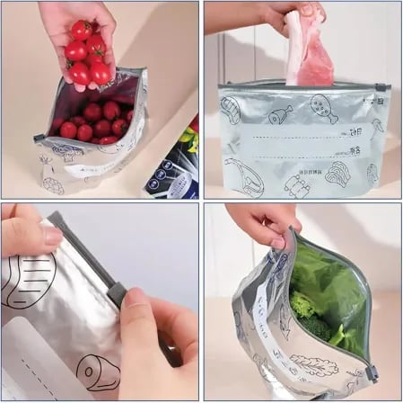 (২০পিস) Aluminum Foil Zip Lock Storage Bag।  ফ্রিজে খাবার সংরক্ষণ করুন আরও নিরাপদ ও দীর্ঘস্থায়ীভাবে! – ৪