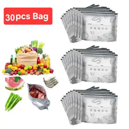 (৩০পিস) Aluminum Foil Zip Lock Storage Bag। ফ্রিজে খাবার সংরক্ষণ করুন আরও নিরাপদ ও দীর্ঘস্থায়ীভাবে! – ২
